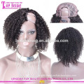 Cheap remy indian human hair wigs kinky curly u part wig for sale